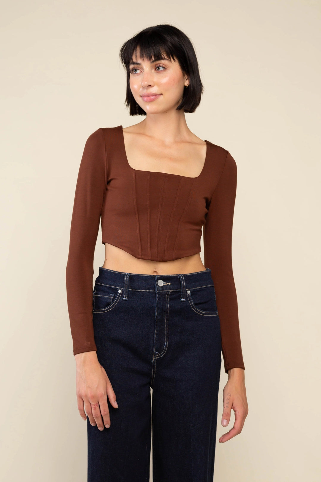 Corset Crop Top - Chocolate