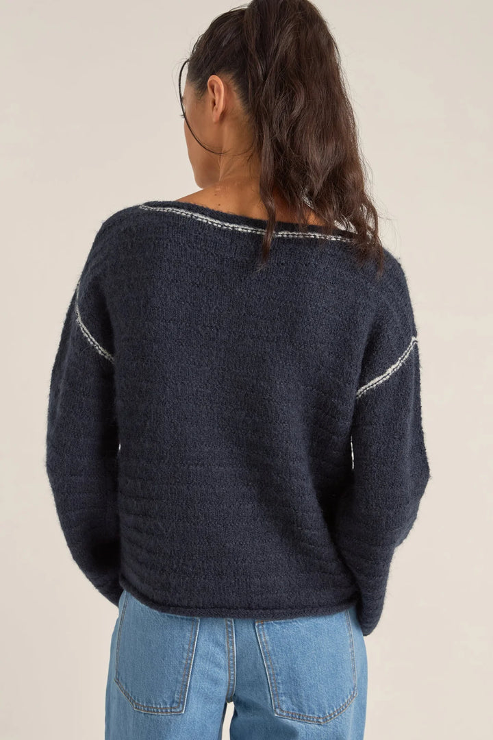 Baklava Knit Top - Navy