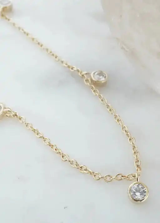 Crystal Stardust Necklace - Gold