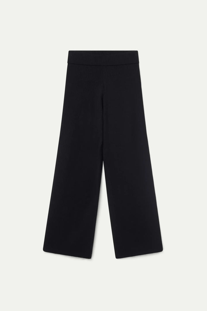 Black Knit Straight Trousers