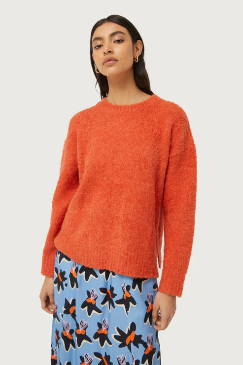 Orange Fluffy Knit Sweater