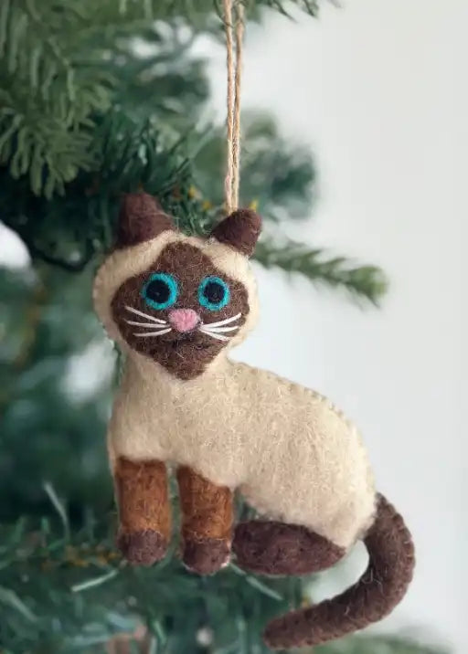 Stitched Cat Ornament - Siamese