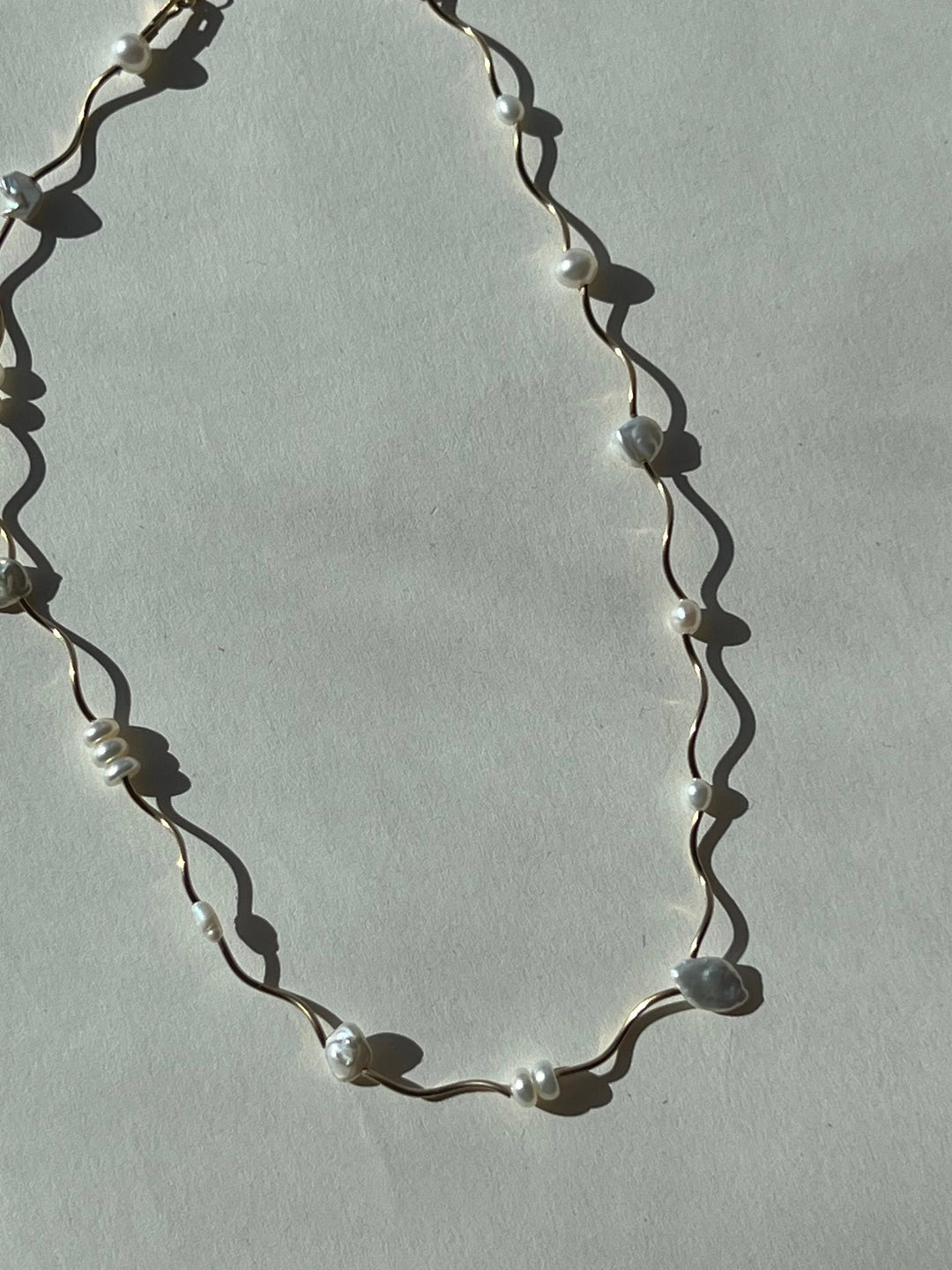 Filament Mixed Pearl Necklace - Silver