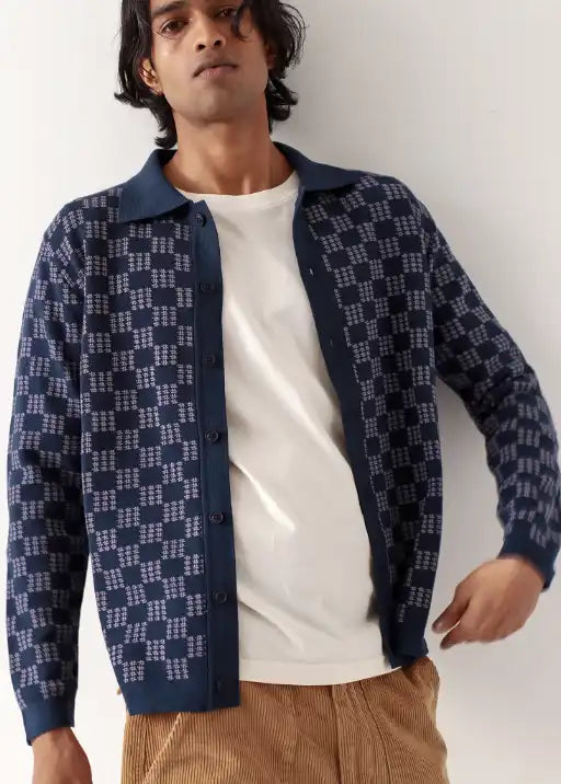 Zigger LZ Cardigan - Navy Iris / Silver Blue