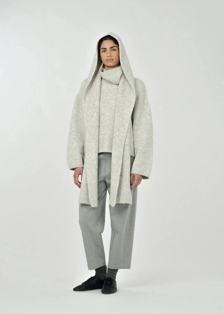 Juri Hood Scarf - Light Melange Grey