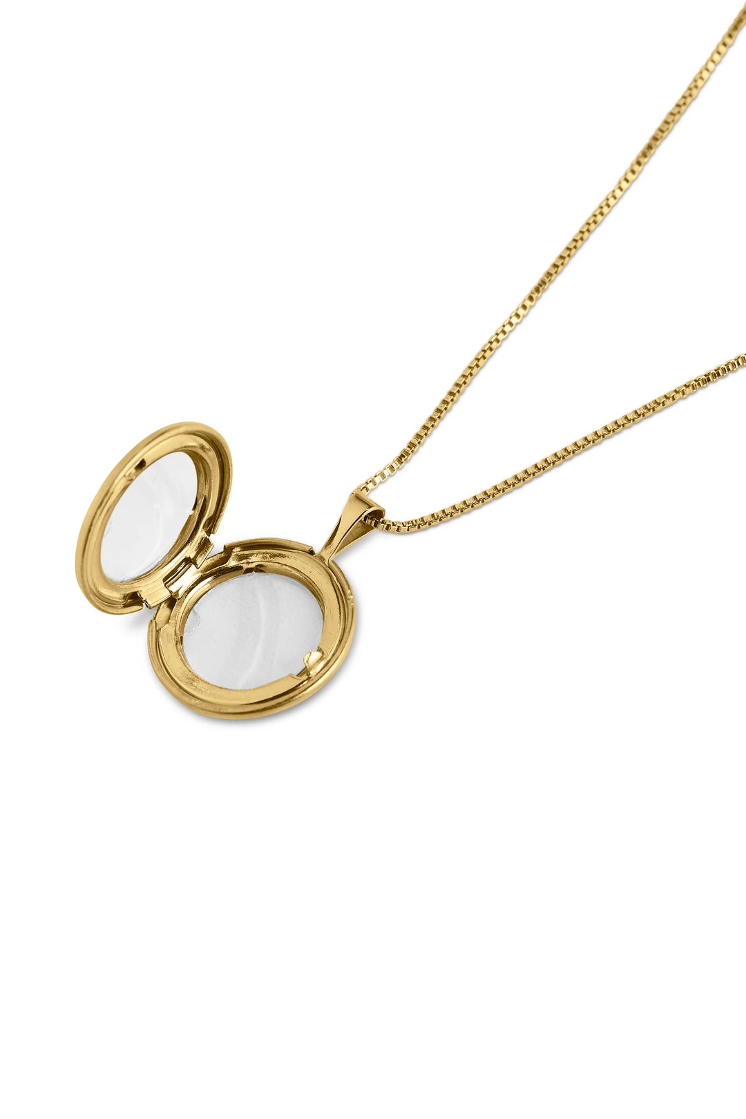 Classic Round Locket Necklace - Gold