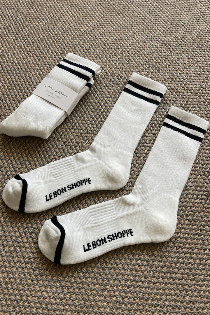 Extended Boyfriend Socks - Classic White