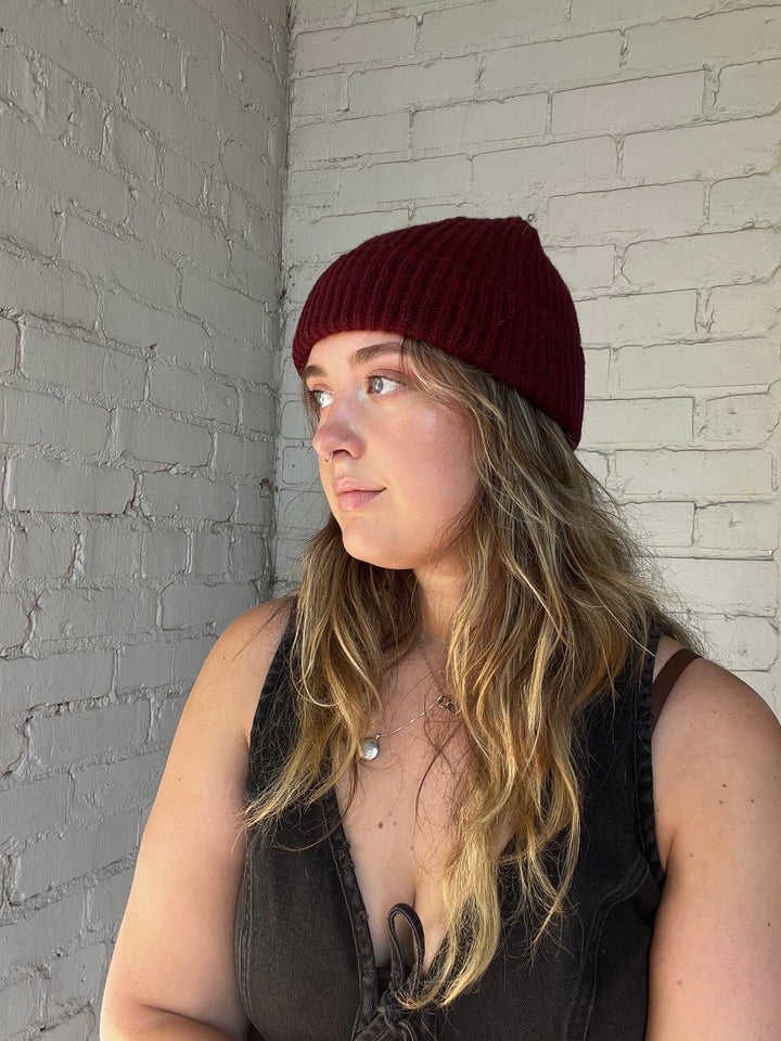 Merino Wool Beanie - Wine