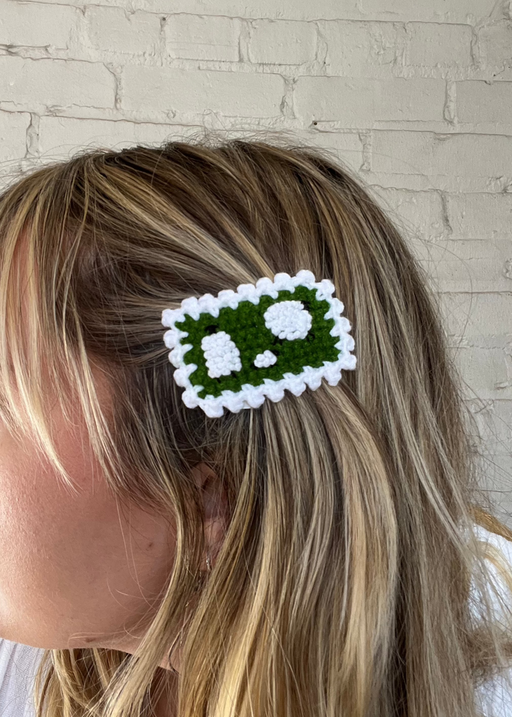 Crochet Hair Clip - Green Sheep