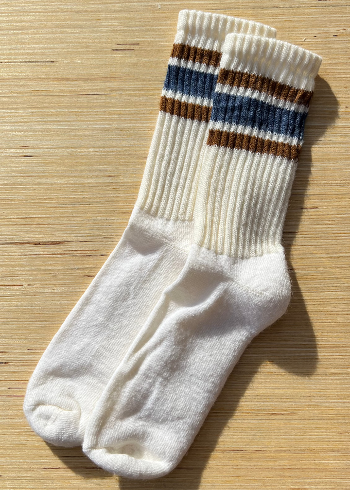 Merino Retro Stripe - Denim / Brown