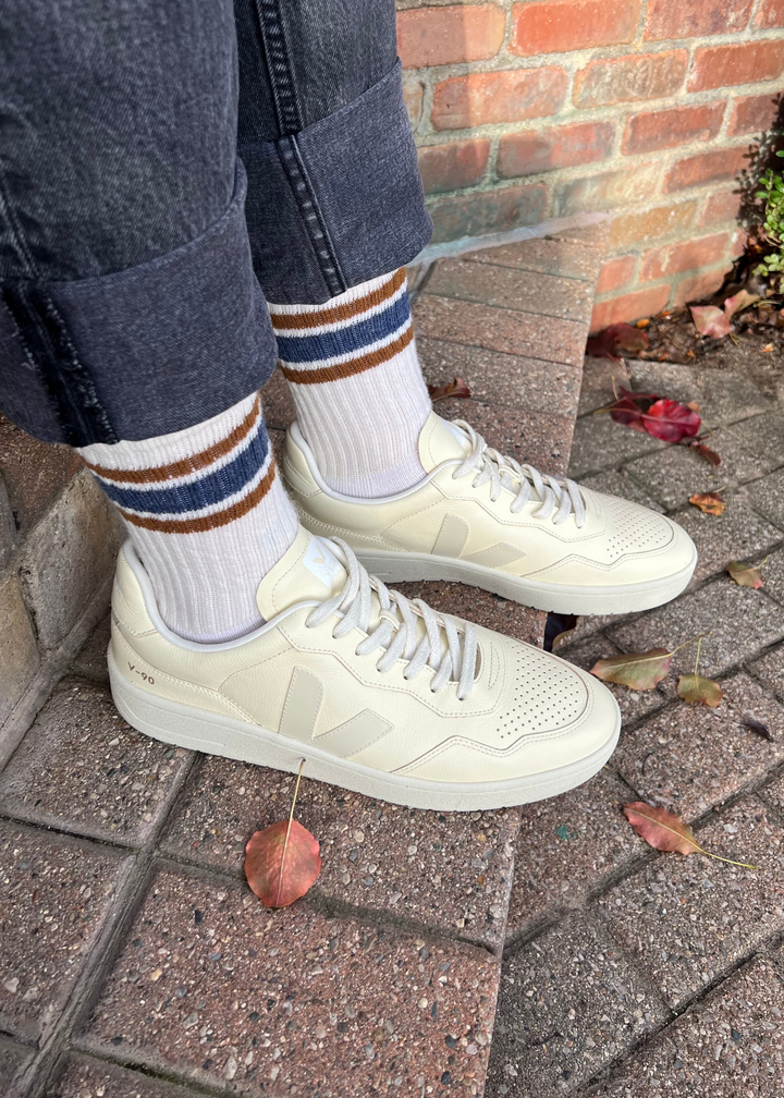 Merino Retro Stripe - Denim / Brown