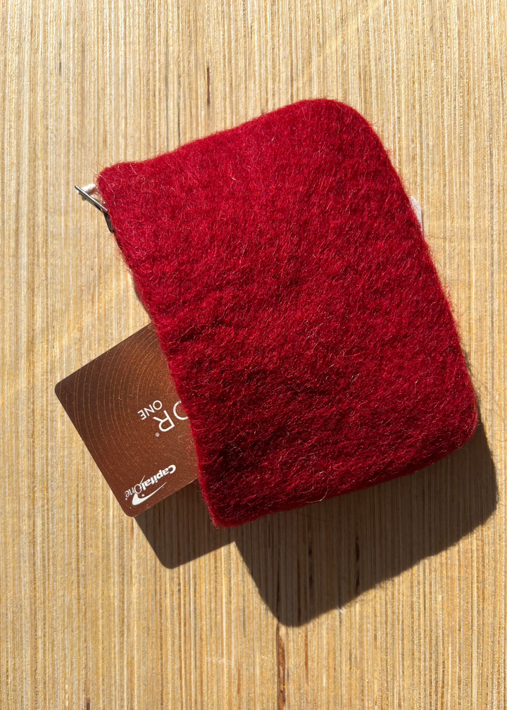 Wool Coin Pouch - Red