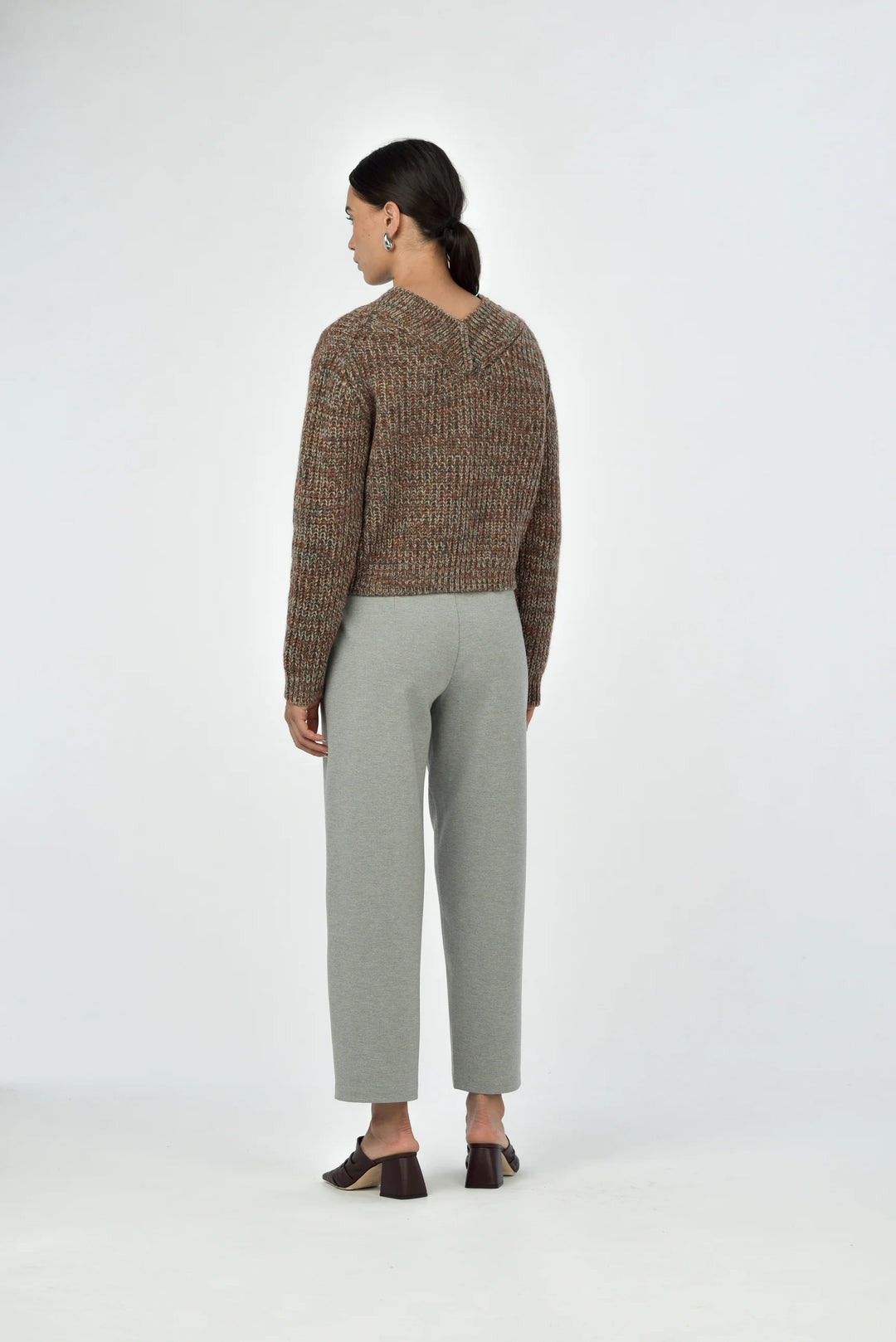 Lena V-Neck Sweater - Rust Mix