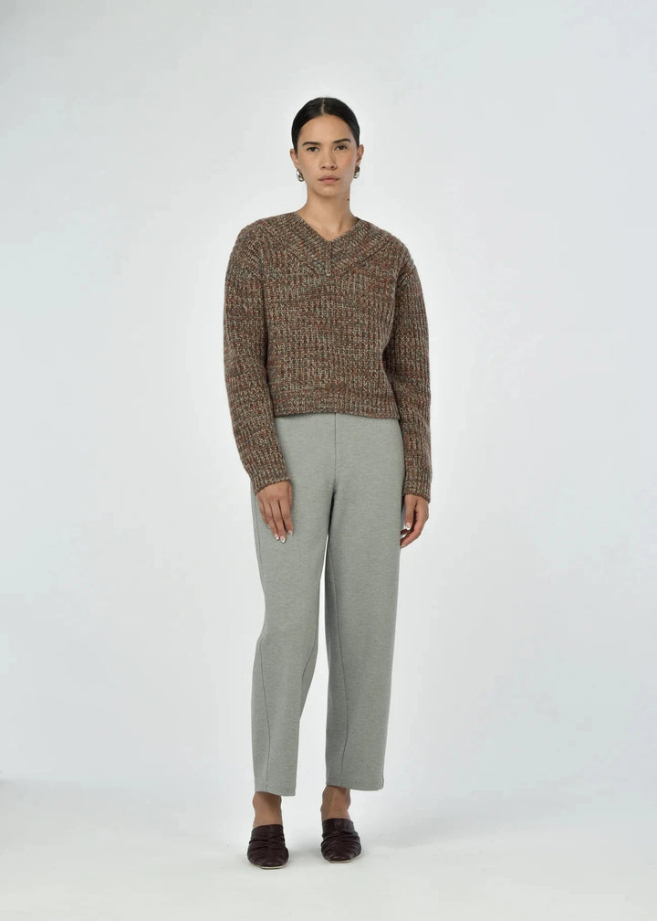 Lena V-Neck Sweater - Rust Mix