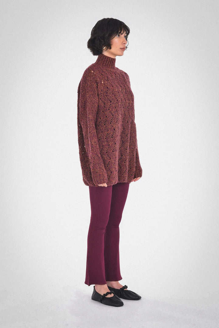 Marlene Tunic Sweater - Dark Cherry Mix