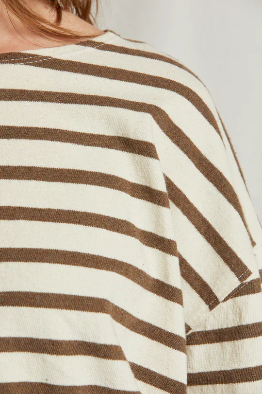 Taylor Striped Long Sleeve - Walnut Stripe