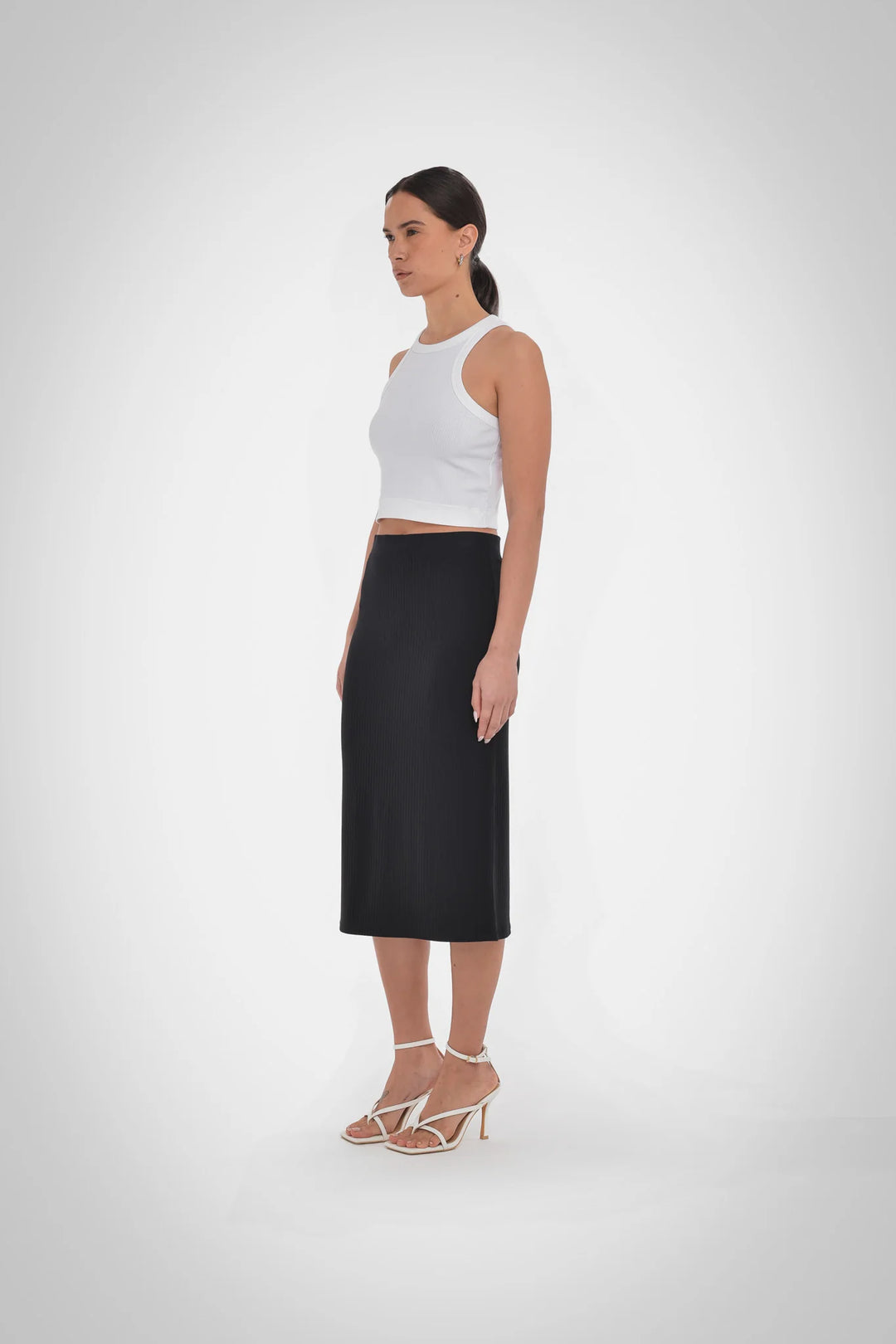 Fleur Rib Skirt - Black