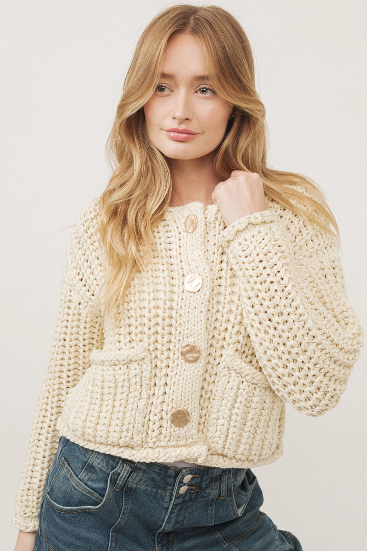 Chunky Knit Cardigan - Cream