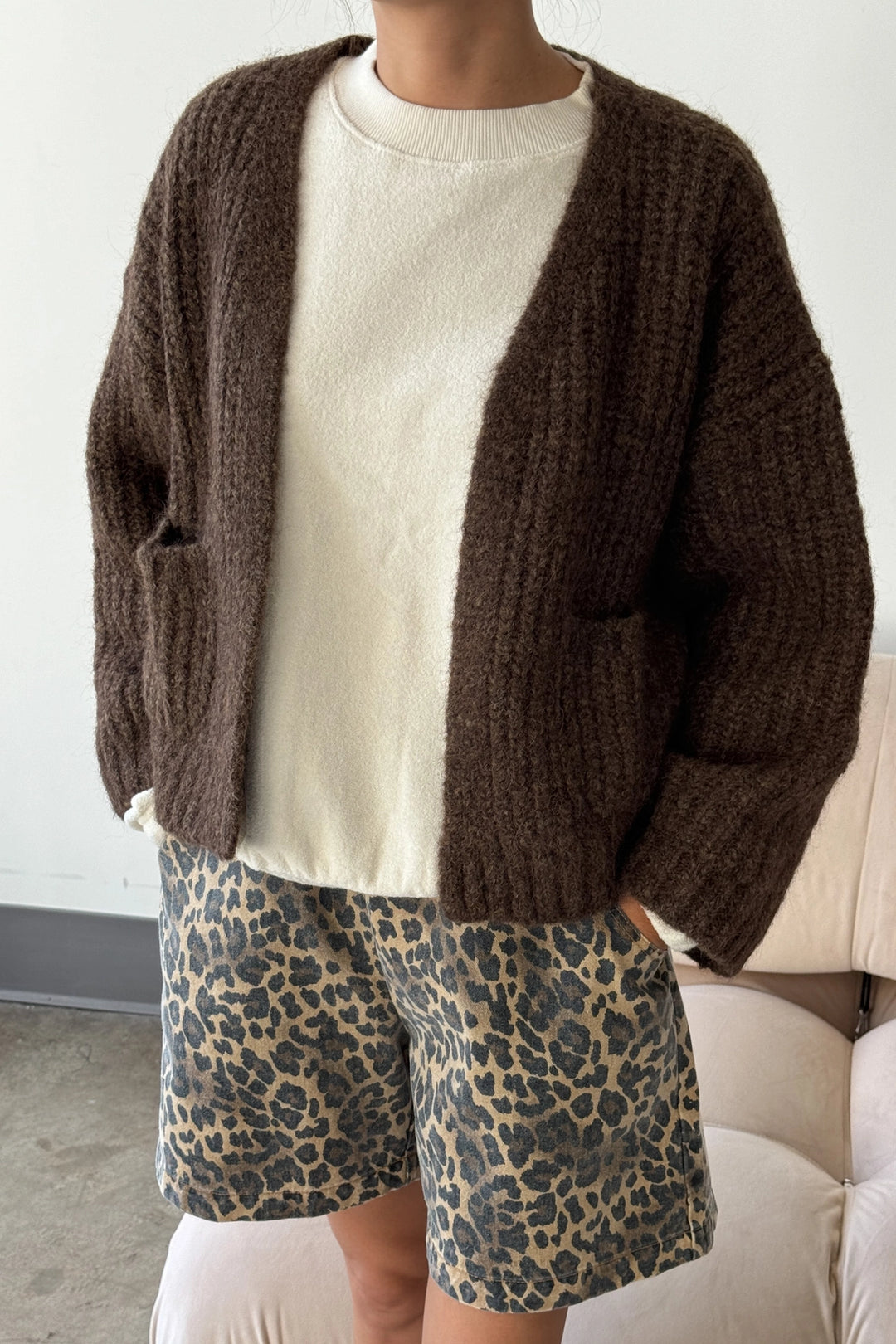 Alpaca Sweater Jacket - Wood