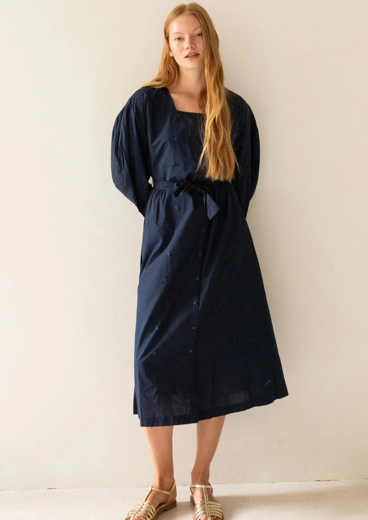 Button Dress - Navy